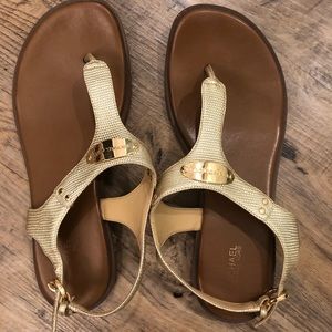 Michael Kors Plate Thong Sandals Gold